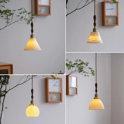 Lustre suspension vintage en céramique et laiton — LZ4P9XQ