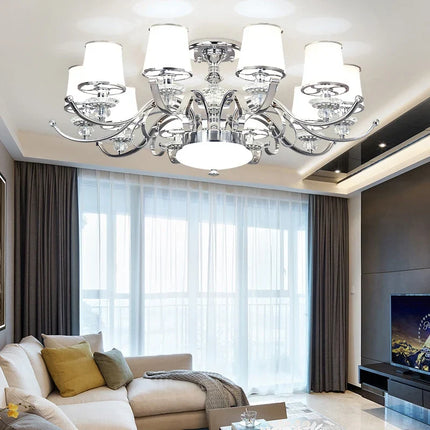 Lustre moderne chromé avec abat-jours blancs — LZ4XJ9