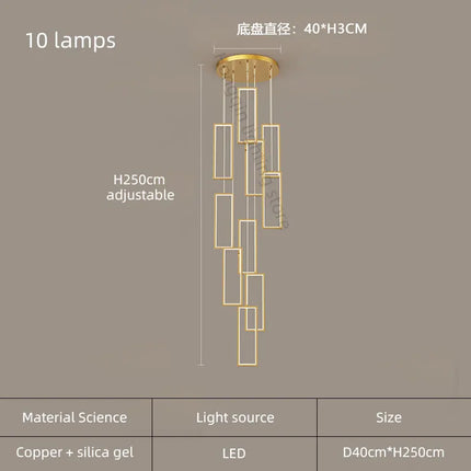 lustre moderne en cuivre avec éclairage LED design élégant