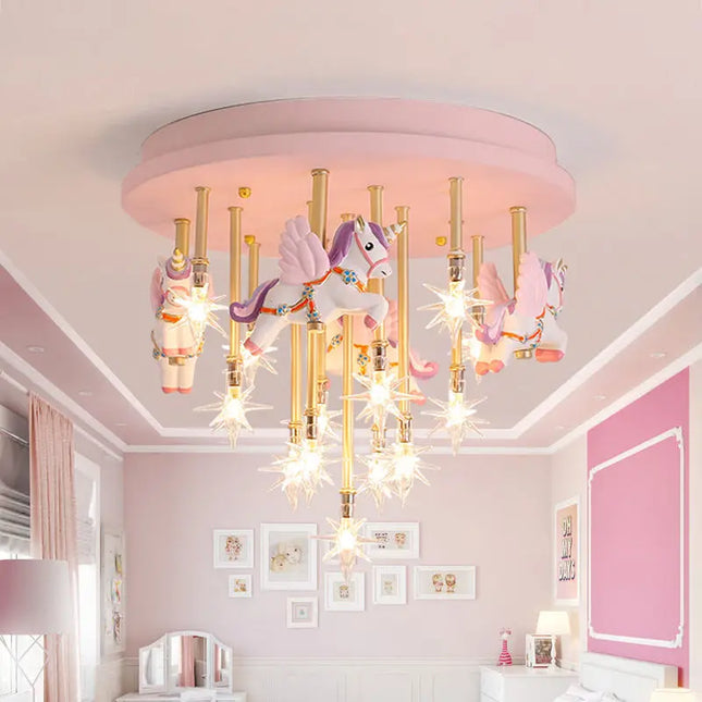 Plafonnier LED enfant avec motifs cheval et grue — LZ4X9T