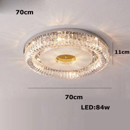Plafonnier LED moderne à intensité variable en cristal doré et argenté — LZ4X9P