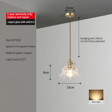 Suspension vintage en verre, bois de noyer et laiton — LZ4D7XQ