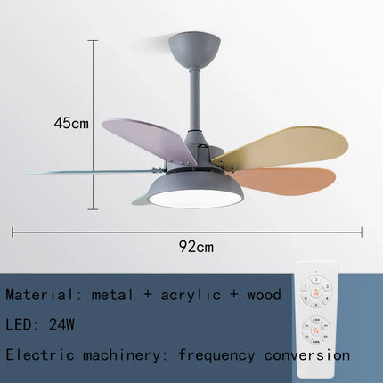 Plafonnier ventilateur LED moderne en bois avec télécommande — LZ4XJ9
