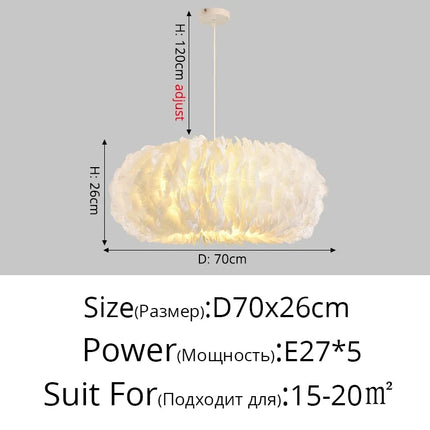 Lustre LED moderne avec décoration plume pour intérieur — LZ4X9T2
