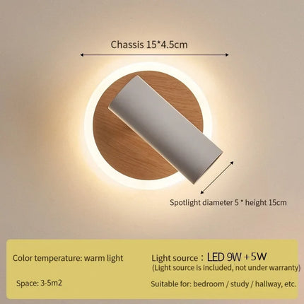 Applique murale LED pivotante pour lecture ambiance wabi-sabi — LZ4X9T2