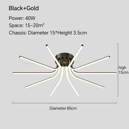 plafonnier led moderne avec télécommande pour décoration intérieure