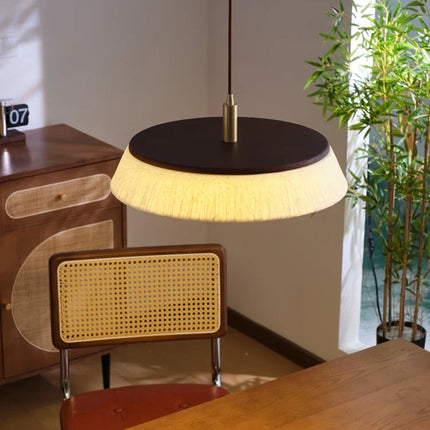 Suspension japonaise en papier de riz et bois massif style wabi-sabi — LZ4X9T2