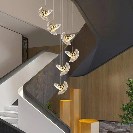 Suspension LED rotative au design créatif pour escalier — LZ4X9T