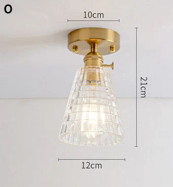 Plafonnier japonais moderne en verre sculpté au style rétro élégant — LZ7FQ2