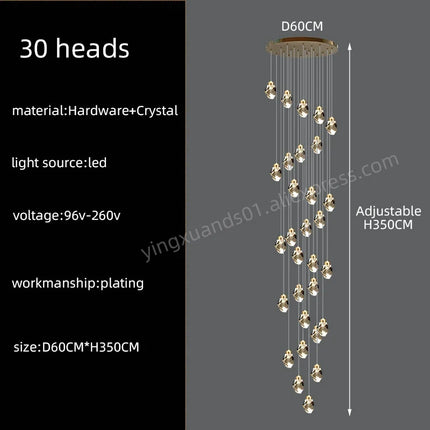 lustre en cristal nordique style loft pour intérieur moderne