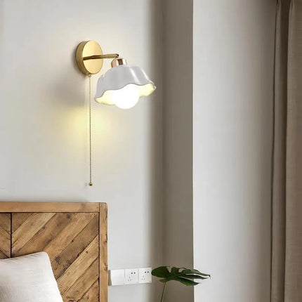 Applique murale nordique en verre et céramique avec interrupteur à tirette — LZ4G7X