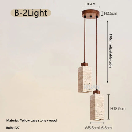 Lustre LED en pierre naturelle style wabi-sabi — LZ4X9T2