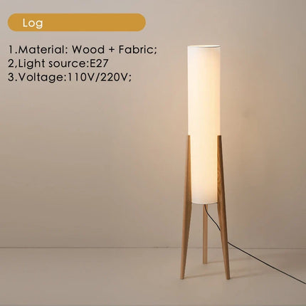 Lampadaire japonais en bois massif style rétro wabi-sabi — LZ4X9T2