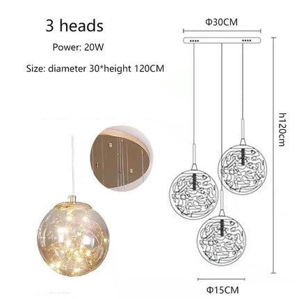 Lustre spirale moderne avec LED et boule de cristal — LZ4X9P