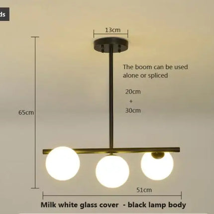 Lustre design boules de verre horizontales