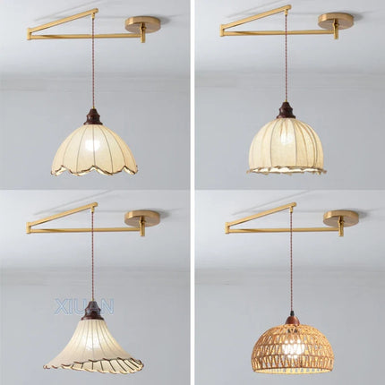 Lustre vintage pliant style wabi-sabi avec tissu appliqué — LZ4X9P2