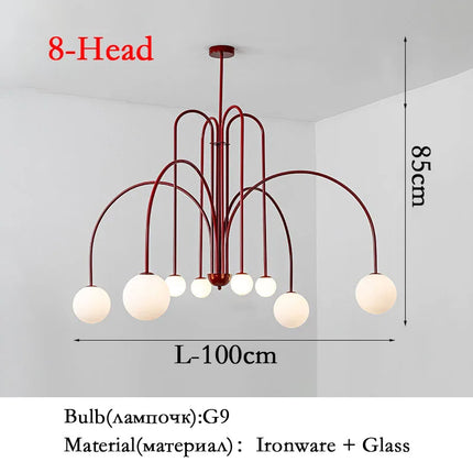 Suspension moderne en verre lait magique forme haricot — LZ4X9P2