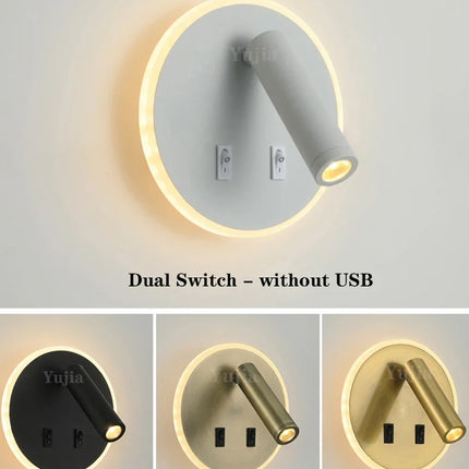 Applique murale LED moderne avec ports USB et lampes de lecture réglables — LZ4X9P2