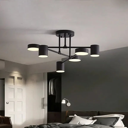 Lustre LED moderne semi-noir blanc et or pour salon et chambre — LZ4M9Q2
