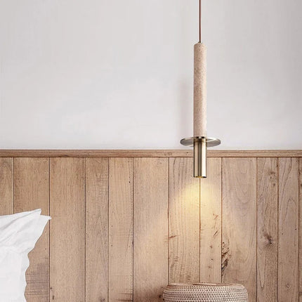 Suspension cylindrique en marbre et métal doré pour intérieur moderne — LZ4X9T2