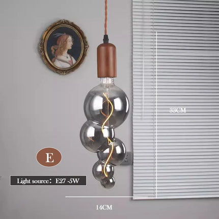 Lustre rétro en verre d'art avec bois massif pour intérieur — LZ4X9P