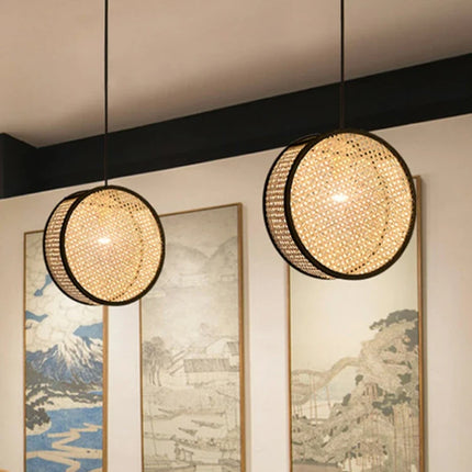 lustre créatif en rotin tissé pour décoration intérieure élégante