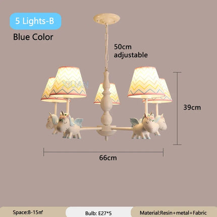 Lustre suspension dessin animé licorne pour chambre d’enfant — LZ4P9XQ