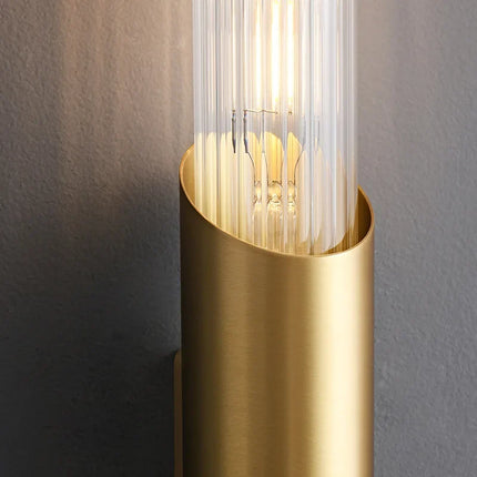 Applique murale minimaliste en laiton avec verre transparent — LZ4X9TQ