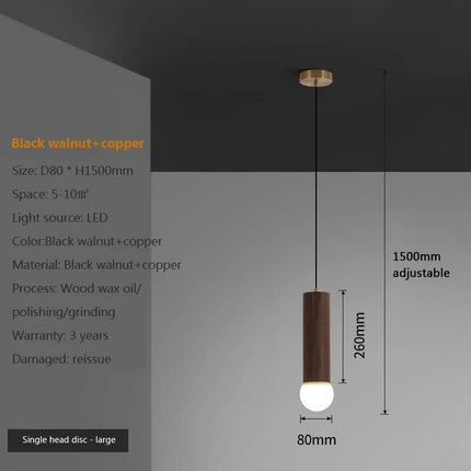 Suspension lustre à barre style chinois en noyer — LZ4R9XQ