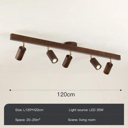 Grain de bois Led lustres avec projecteur pour salon chambre plafonniers éclairage décor noir Lustre cuisine luminaire