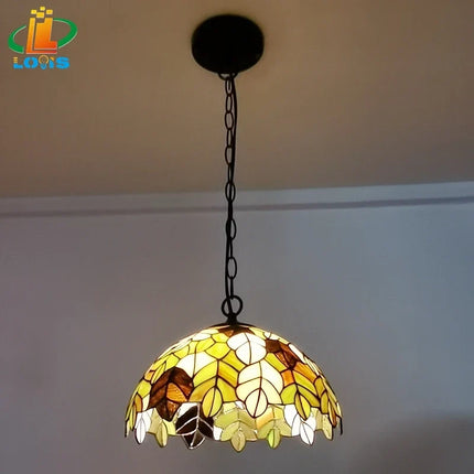 Suspension en verre d’art motif feuille d’érable style européen pour restaurant — LZ4P9XQ