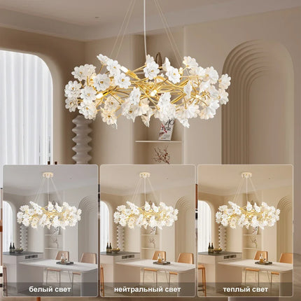 Lustre en céramique à motifs floraux français pour décoration romantique — LZ4X9P2