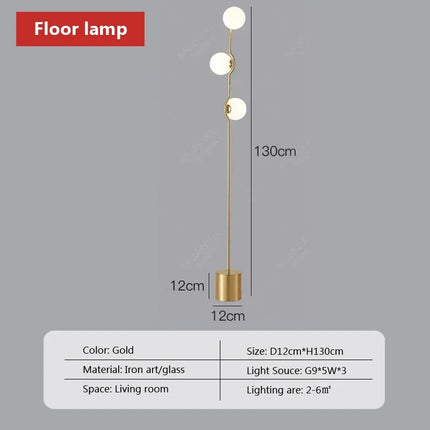 Lampadaire nordique en fer et verre pour intérieur moderne — LZ4X9P2