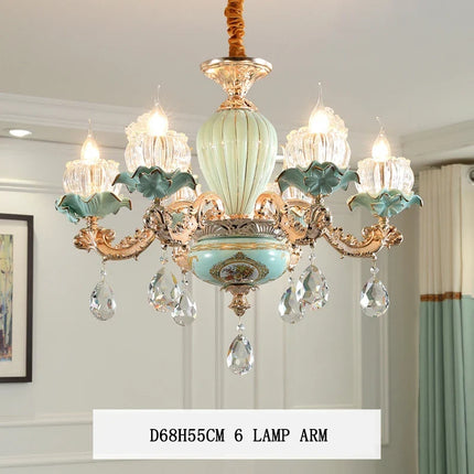 Lustre suspension style européen rétro en cristal et céramique — LZ4D9XQ