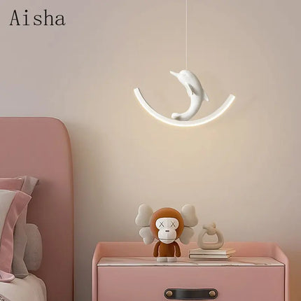 Suspension lumineuse enfant motif dauphin et ours — LZ4X9J