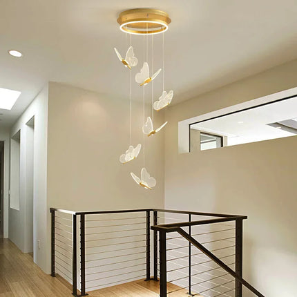 Lustre suspension LED design papillon transparent nordique — LZ4X9M