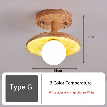 Plafonnier LED en bois nordique avec 3 températures de couleur pour couloir et entrée — LZ4P9XQ