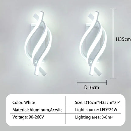 Applique murale LED décorative à spirale incurvée — LZ4X9T1