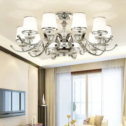 Lustre moderne chromé avec abat-jours blancs — LZ4XJ9
