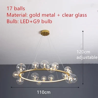 lustre en métal avec boule en verre pour décoration intérieure