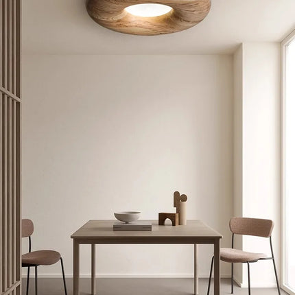 Plafonnier LED grand format en bois foncé style rétro moderne — LZ4X9T2