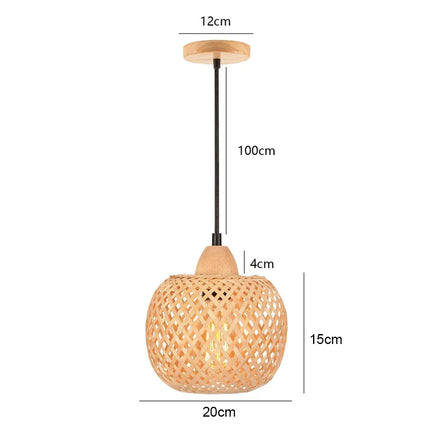 Lustre suspension tissé main en bambou avec LED intégrée — LZ4X9P