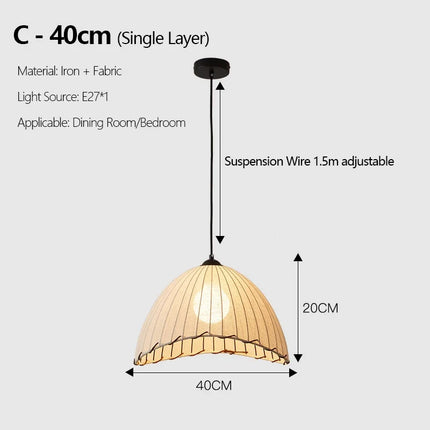 Lustre suspension en tissu style nordique chapeau de paille décoratif — LZ4N7Q2