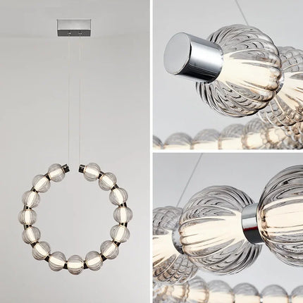 Lustre LED de luxe chromé style collier de perles — LZ4XJ9