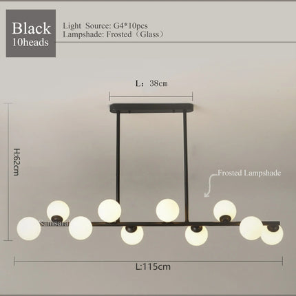 2024Modern LED Chandelier Black and Gold Long Glass Ball Chandeliers for Living Room Dinning Room Lustre,Samsarah Lighting