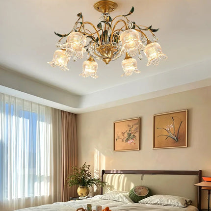 Lustre en verre à motifs floraux style méditerranéen — LZ4G7XQ