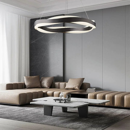 Lustre LED moderne à anneaux brossés en cristal — LZ4P7XQ