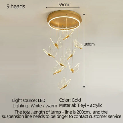 Lustre suspension papillon en acrylique pour décoration maison — LZ4X7P