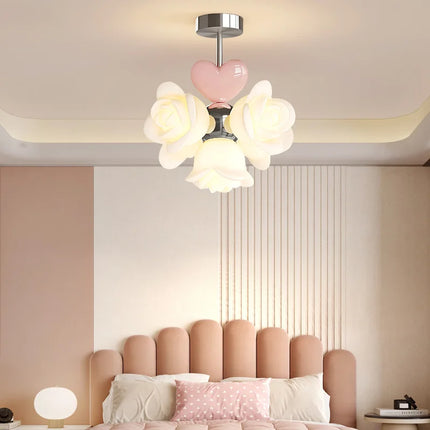 Lustre LED à fleurs roses pour chambre enfant ambiance romantique — LZ4X9P2