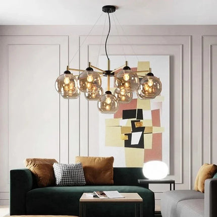 Lustre suspension nordique en cuivre et verre design avec haricots magiques — LZ4X9P